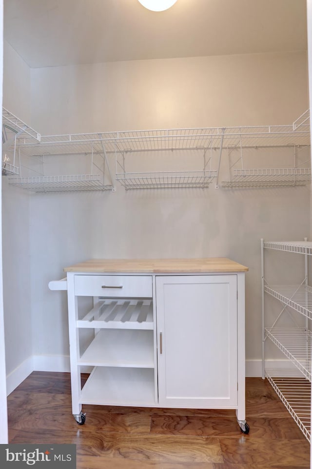 spacious closet with dark hardwood / wood-style floors