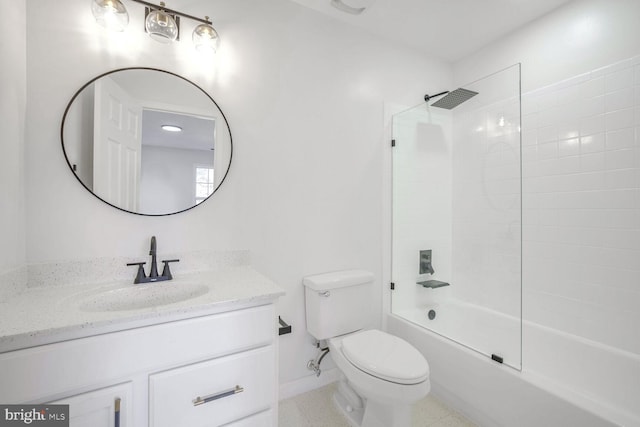 full bathroom with tile patterned floors, vanity, shower / bathtub combination, and toilet