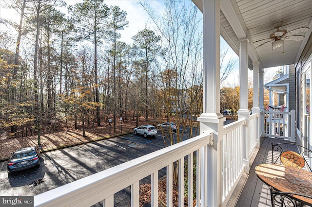 balcony with ceiling fan