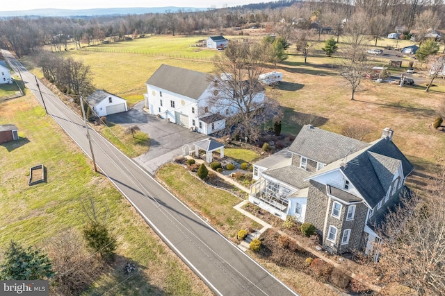 aerial view featuring a rural view