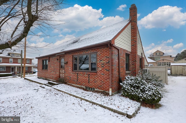 view of snow covered exterior