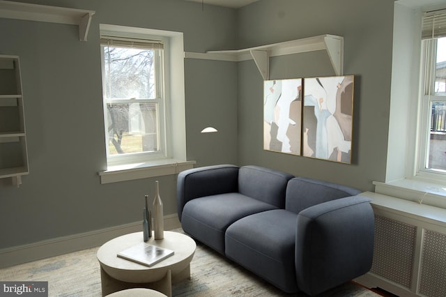 sitting room featuring radiator heating unit