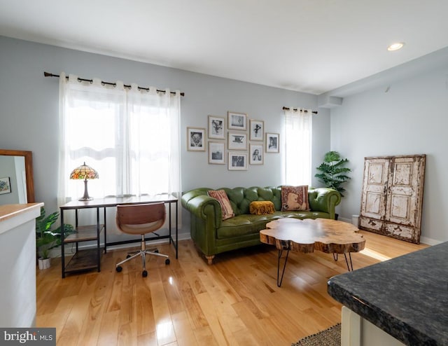 office featuring light hardwood / wood-style floors