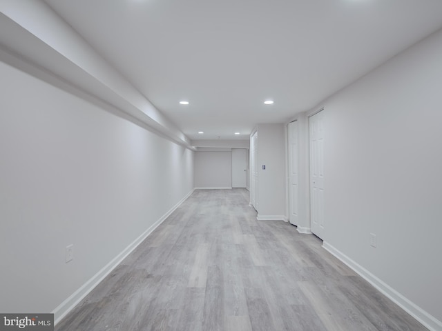 interior space with light hardwood / wood-style flooring