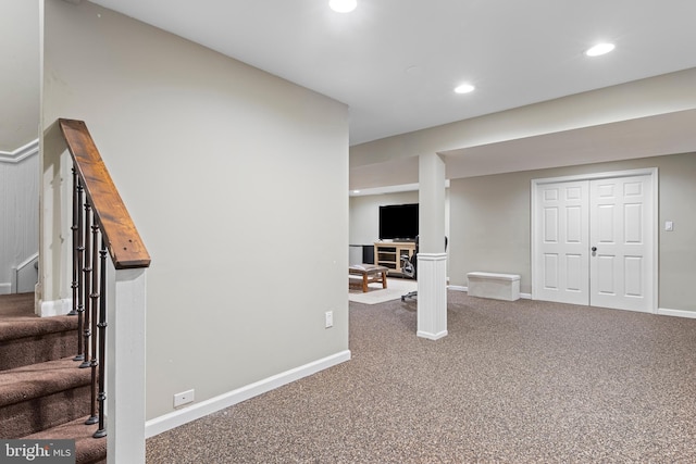 basement with carpet