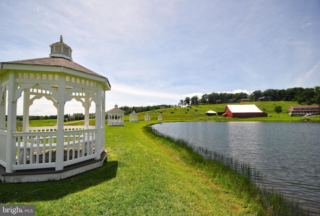 water view with a gazebo