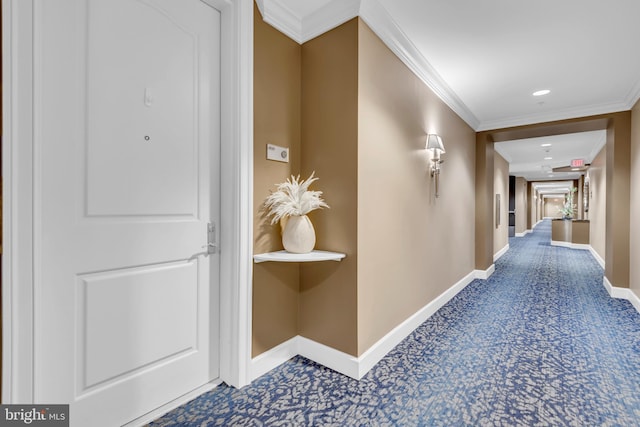 hallway featuring crown molding