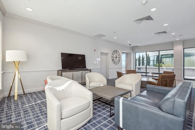 1915 Towne Centre Blvd Unit 416, Annapolis, MD 21401 - living room featuring ornamental molding and recessed lighting