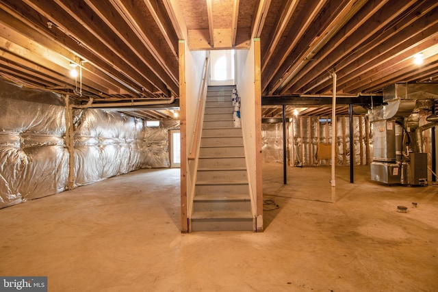 basement with heating unit