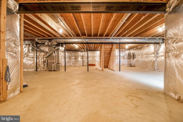 basement with heating unit