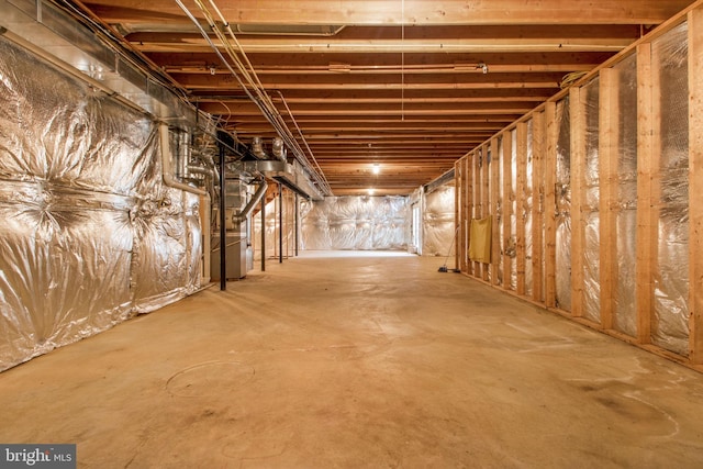 basement with heating unit