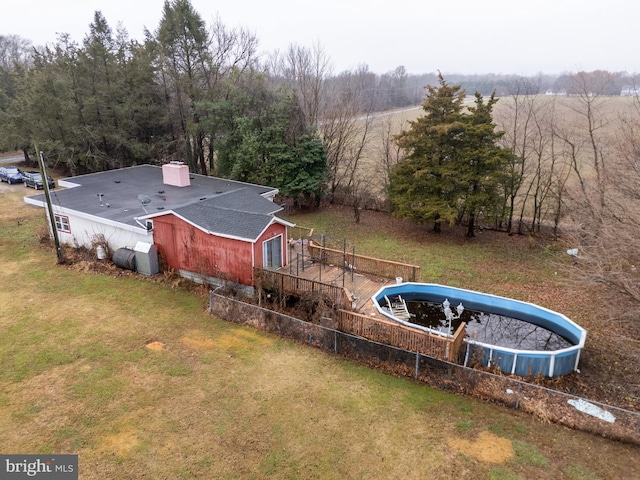 birds eye view of property with a rural view