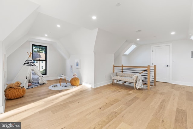 8206 Grubb Rd, Chevy Chase, MD 20815 - additional living space featuring wood finished floors, vaulted ceiling, baseboards, and recessed lighting