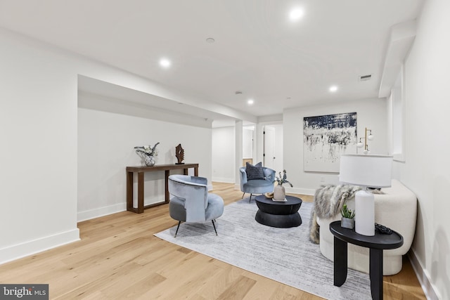8206 Grubb Rd, Chevy Chase, MD 20815 - sitting room featuring recessed lighting, light wood finished floors, and baseboards