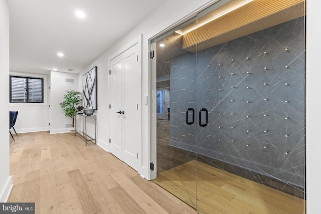 8206 Grubb Rd, Chevy Chase, MD 20815 - corridor with wood finished floors, recessed lighting, and baseboards