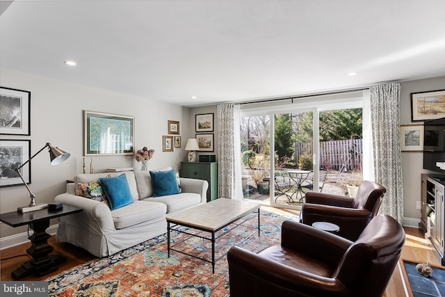 living room featuring hardwood / wood-style flooring