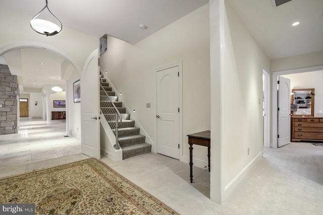 interior space with light colored carpet