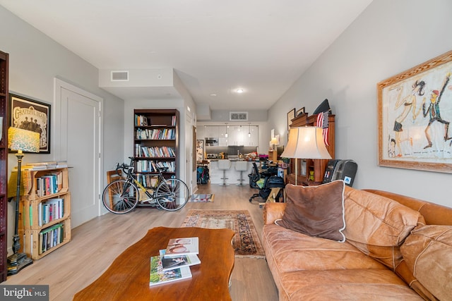 living room featuring light hardwood / wood-style floors