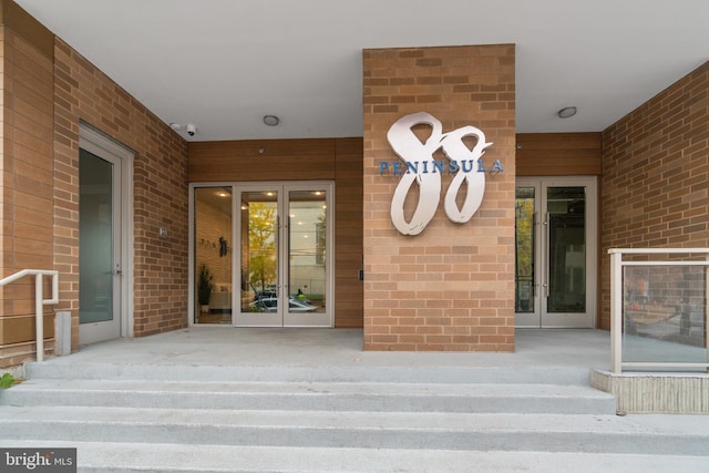 property entrance with french doors