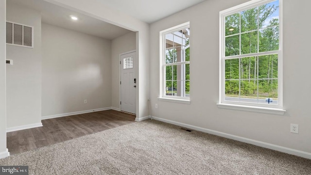 interior space featuring plenty of natural light and hardwood / wood-style floors