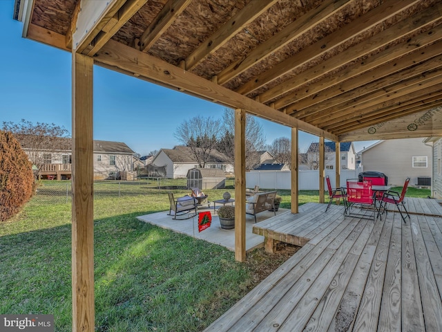 deck featuring a patio, central AC, and a lawn