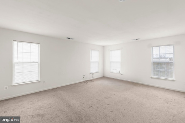 spare room featuring carpet and plenty of natural light