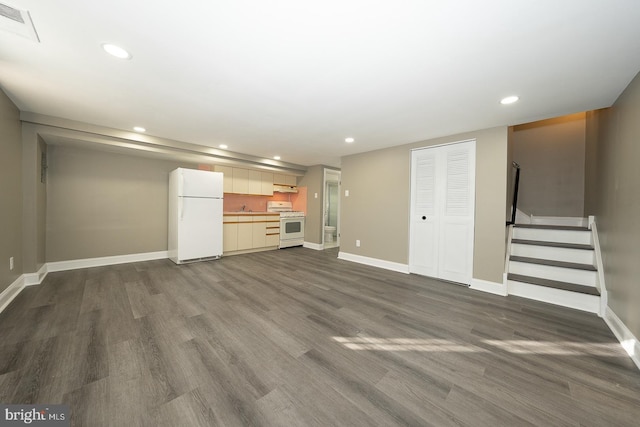 unfurnished living room featuring dark hardwood / wood-style floors