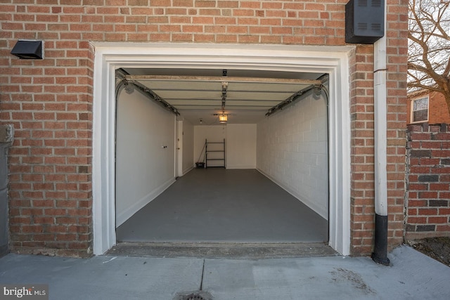 garage with a garage door opener