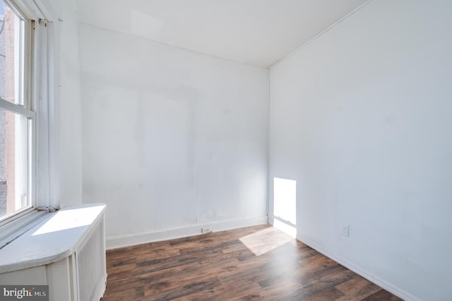 empty room featuring dark hardwood / wood-style flooring