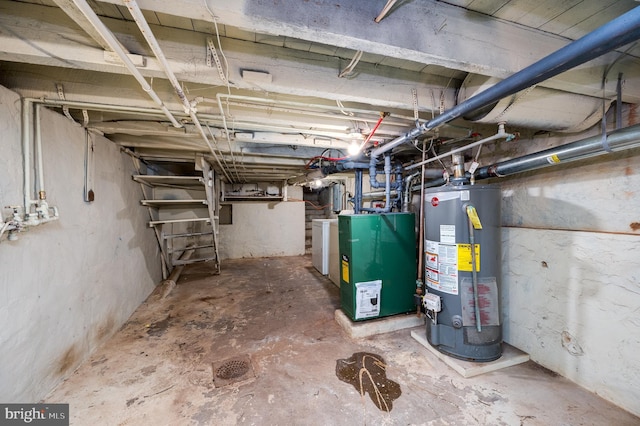 basement with water heater