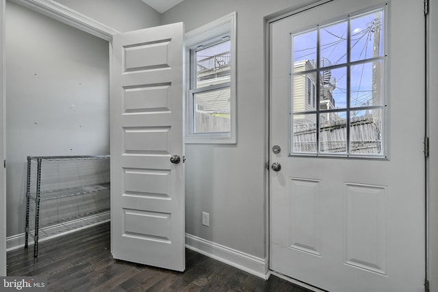 doorway to outside featuring dark hardwood / wood-style flooring