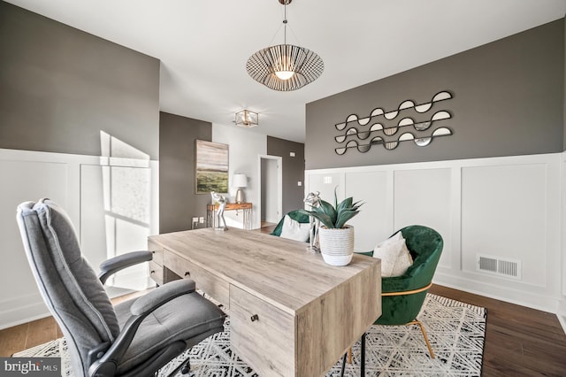 office featuring dark hardwood / wood-style floors