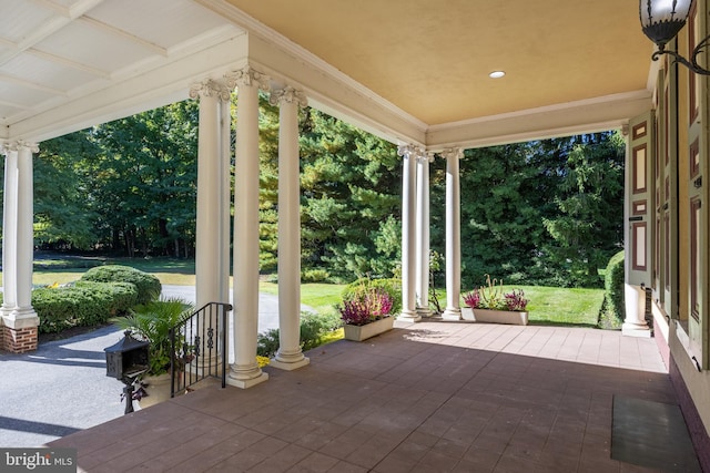 view of patio with covered porch