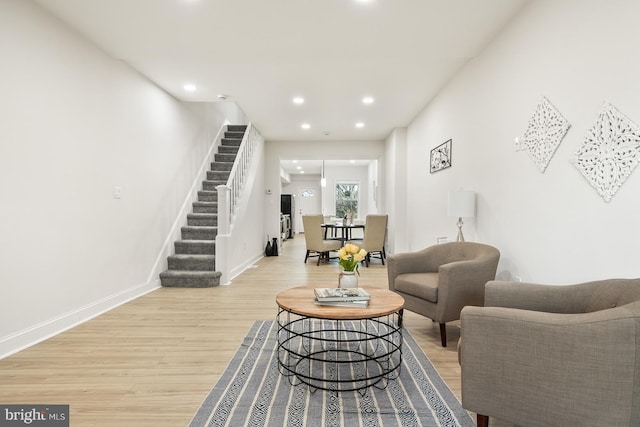 living room featuring light hardwood / wood-style floors