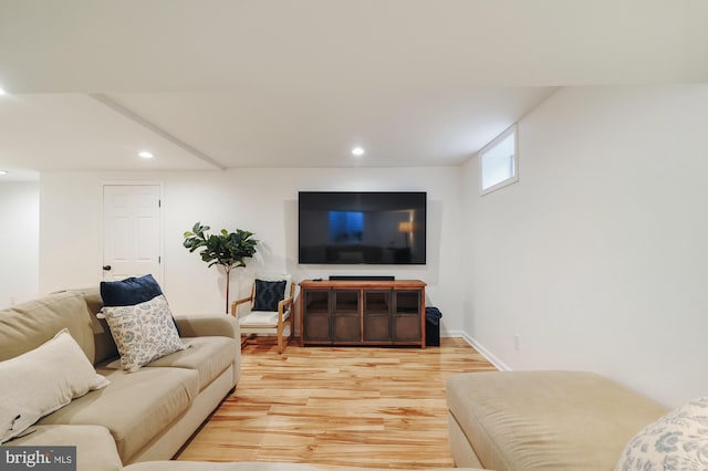 living room with light hardwood / wood-style floors