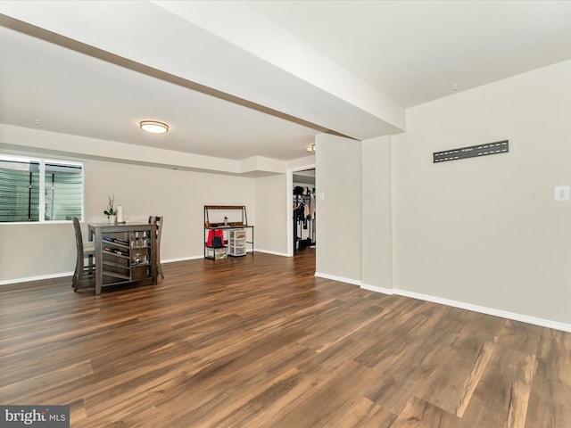 interior space with dark wood-type flooring