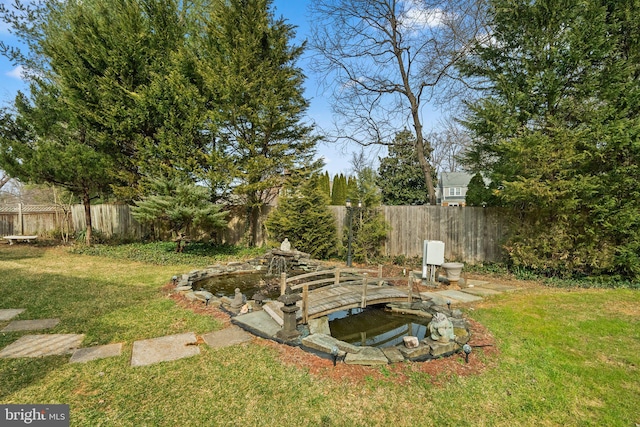 view of yard featuring a fenced backyard