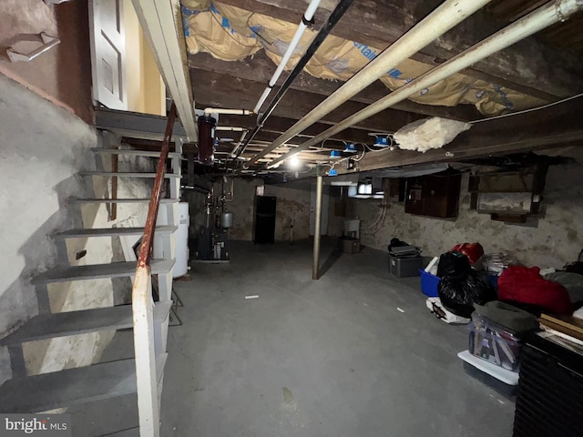 basement featuring water heater