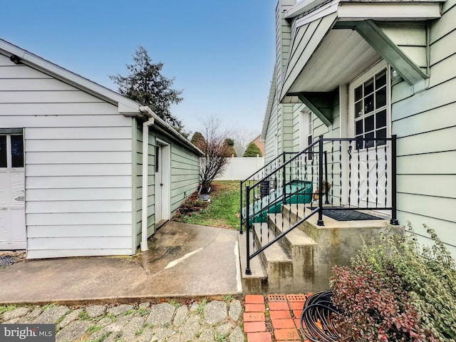 exterior space with a garage