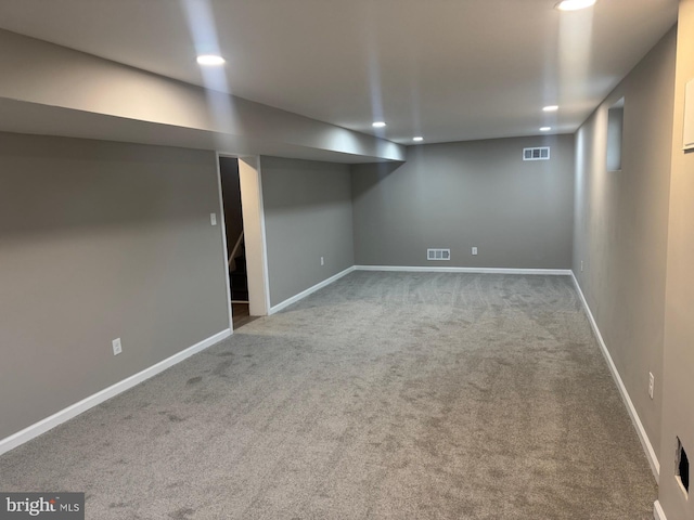 basement with carpet