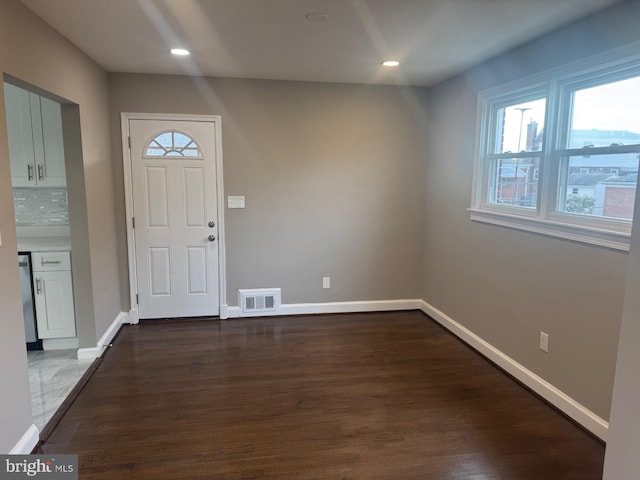 entrance foyer with dark wood-type flooring