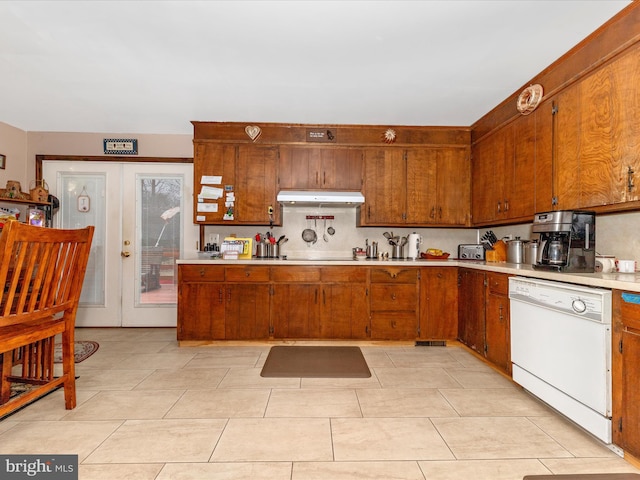 kitchen with white dishwasher