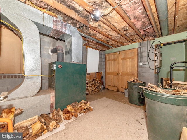 basement with water heater