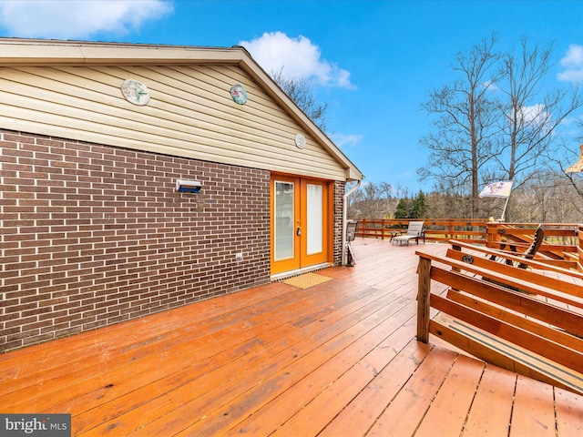 wooden terrace with french doors