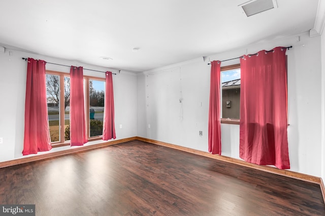 spare room featuring plenty of natural light and wood-type flooring