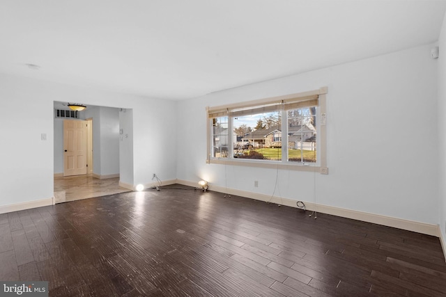 empty room with hardwood / wood-style floors