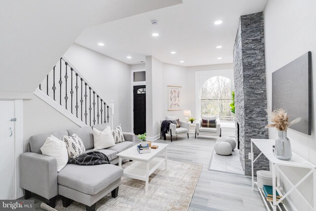 living room featuring light hardwood / wood-style flooring