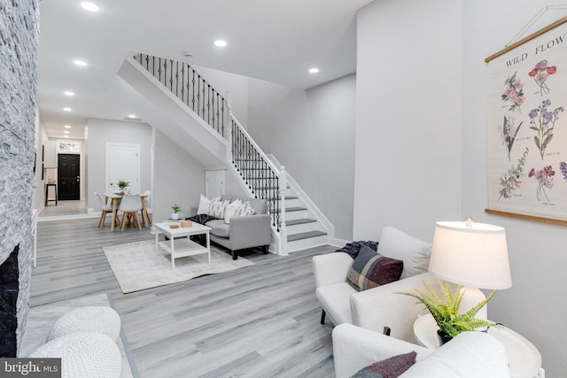 living room featuring light wood-type flooring