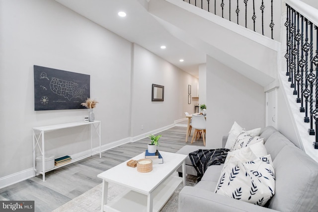 living room featuring light hardwood / wood-style flooring