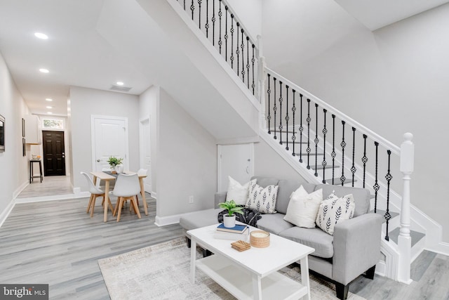 living room featuring light hardwood / wood-style floors